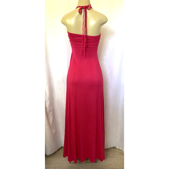 SKY Dress Chain Halter Neck Sleeveless Maxi A line Empire Waist Pink Lon… - Picture 2 of 6